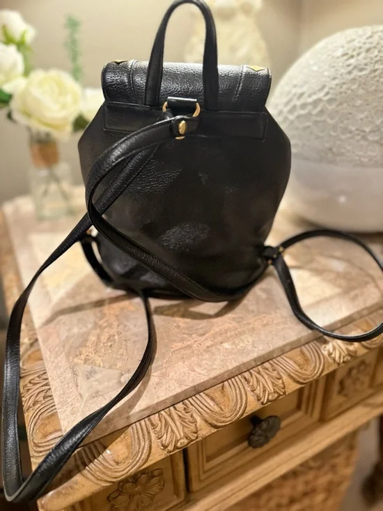 MCM Black Leather Visetos Mini Backpack with Gold Accents - Picture 9 of 16